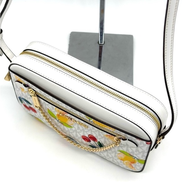 Michael Kors Large EW Zip Chain Xbody Crossbody Bag Optic White Multi - Picture 6 of 11